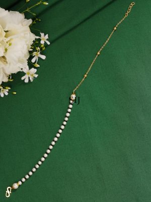 Crystal Pearls Gold Plated Anklet