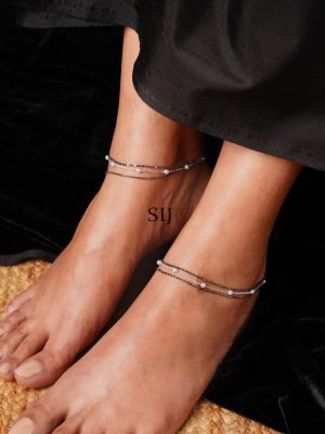 Silver Plated Layered Evil Anklet