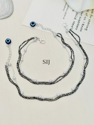 Silver Plated Layered Evil Anklet