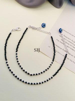 Silver Plated Crystal Beads Evil Anklet