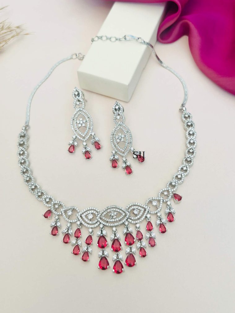 Silver Plated AD Stones Necklace