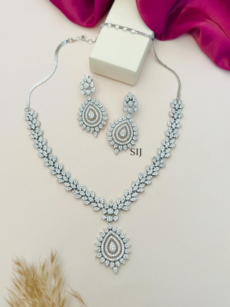 Silver Plated AD Stones Necklace