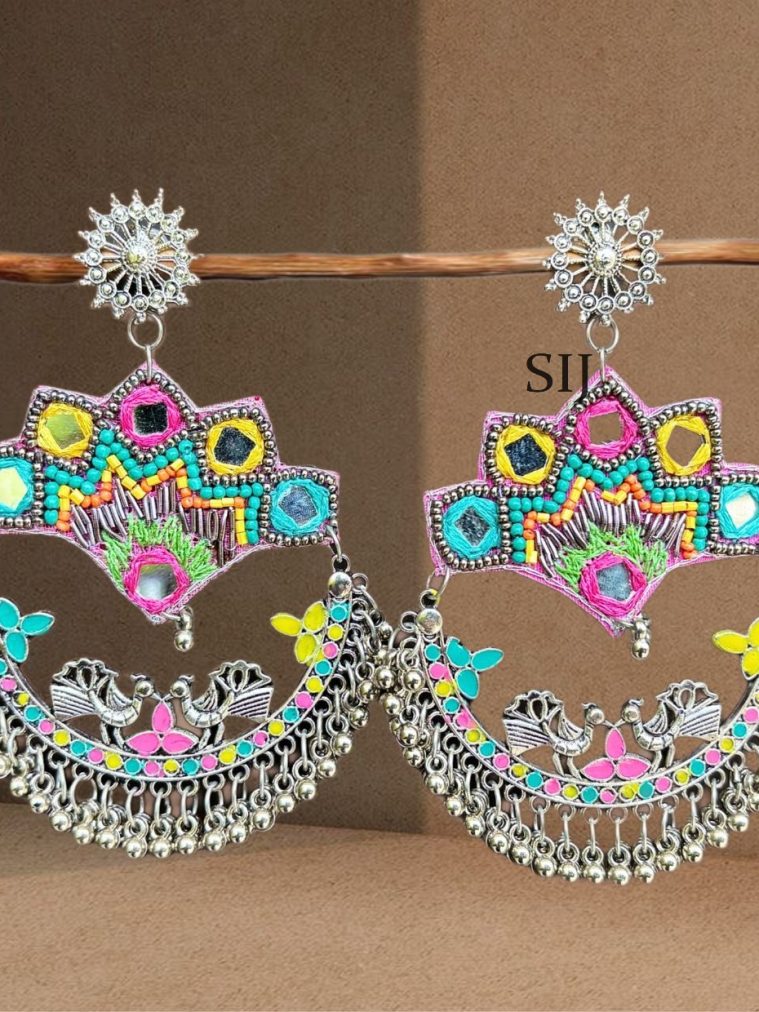 Multicolor Beaded Chandbali Earrings