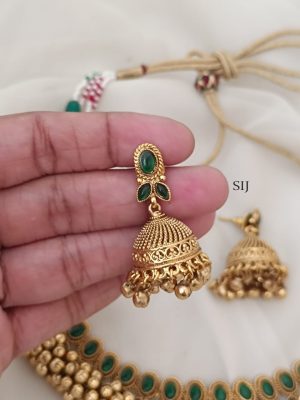 Imitation Emerald Gold Ball Necklace