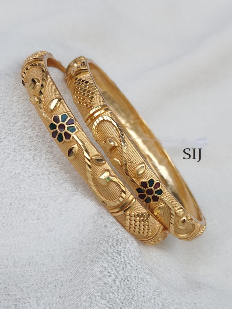 Gold Tonoed Broad Enamel Bangles