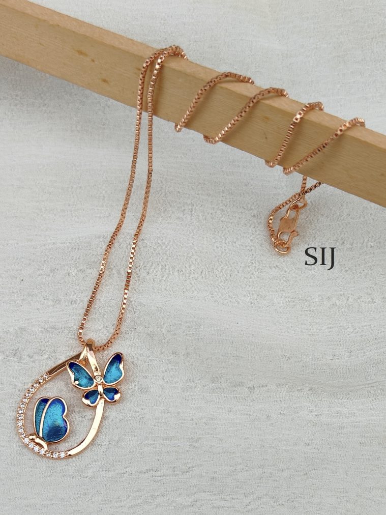 Rose Gold Chain with Butterfuly Enamel Pendant