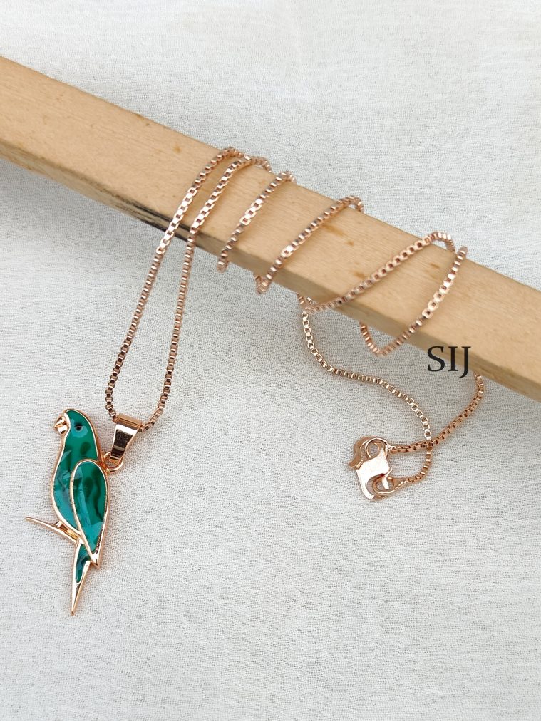 Rose Gold Chain with Bird Enamel Pendant