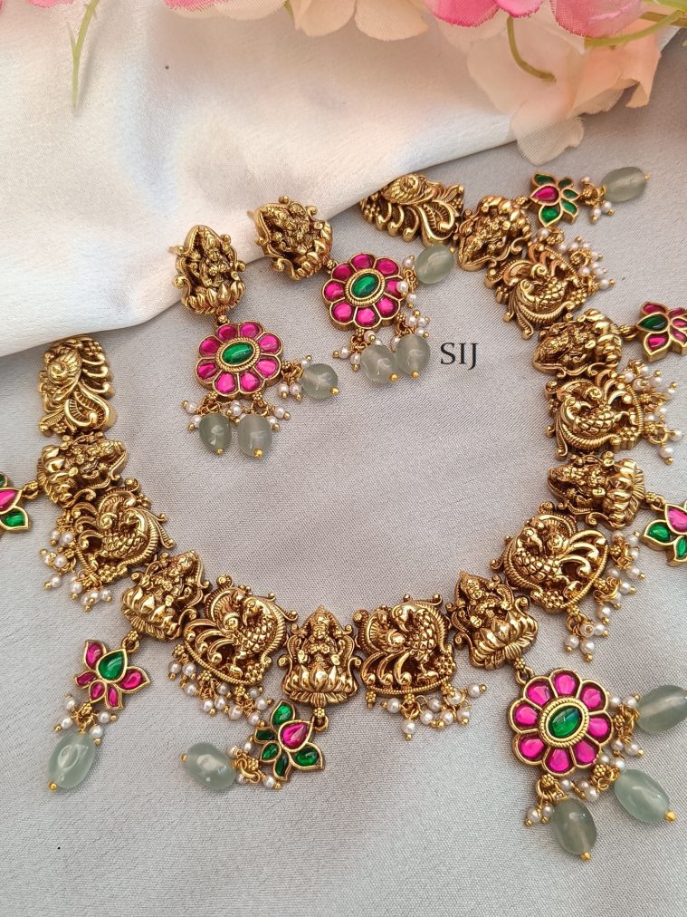 Lakshmi Devi Lotus Kundan Necklace set