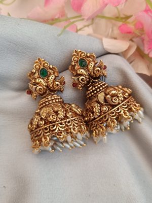 Gold Plated Twin Bird Jhumkas