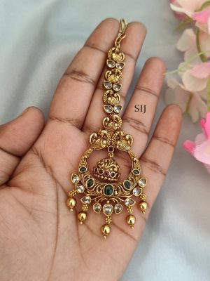 Dual Peacock Kemp Stones Maang Tikka