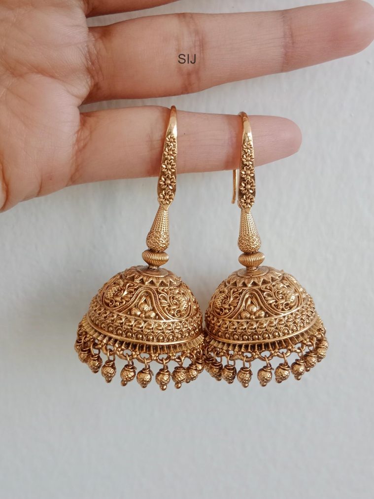 Antique Finish Hoop Jhumkas