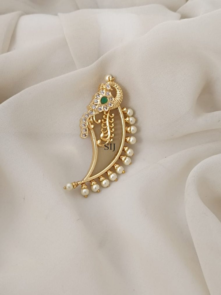 Antique Matte Gold Finish Peacock Design Nail Pendant