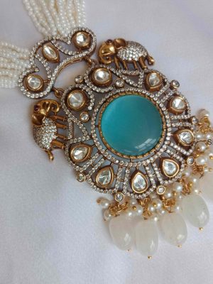 Blue Beaded Pearl Victorian Long Haram