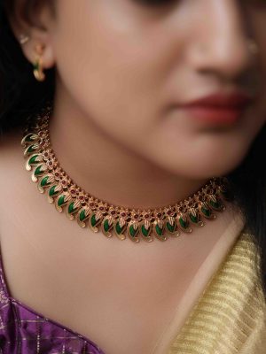 Gold Finish Kerala Style Palakka Necklace