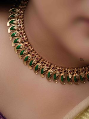 Gold Finish Kerala Style Palakka Necklace