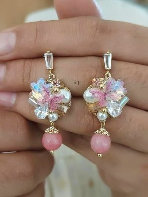 Gold Plated Butterfly Design Crystal Stone Studded Earrings