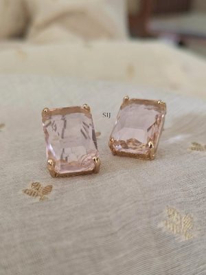 Gold Plated Crystal Stone Stud Earrings