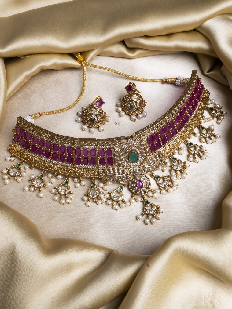 Gold Plated Multistone Guttapusalu Choker Set