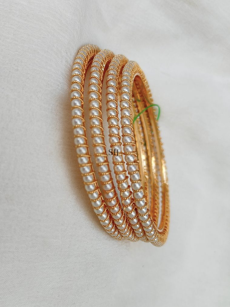 Gold Plated Pearl Studded Bangles