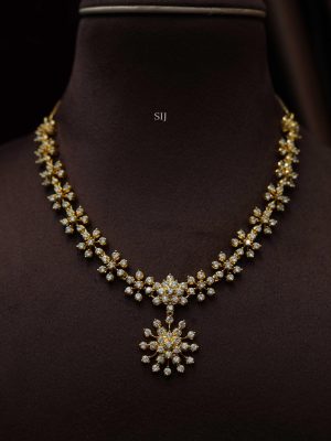 Gold Plated White Zircon Stones Necklace