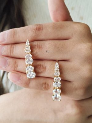 Imitation Diamond Studded Dangler Earrings