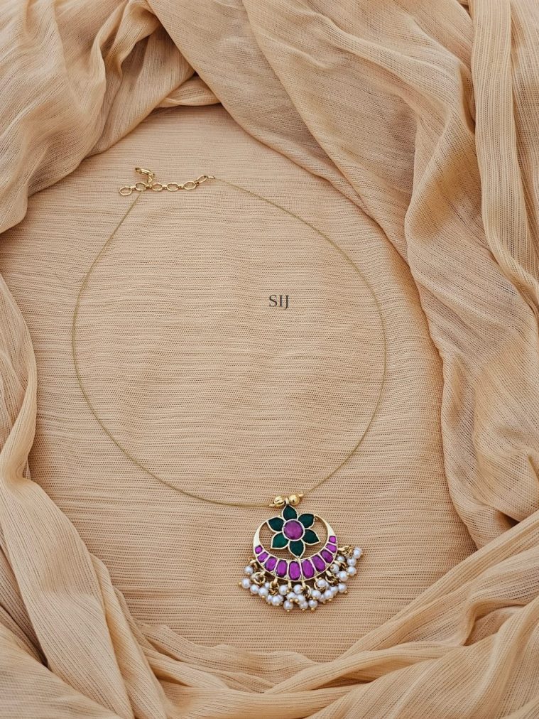 Jadau Kundan Half Moon Design Invisible Necklace