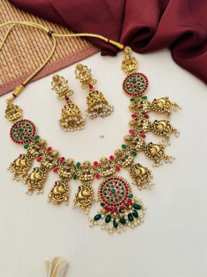 Lakshmi &Peacock Design Temple Necklace