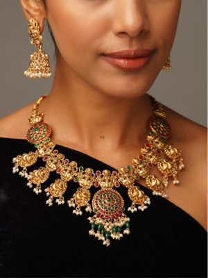 Lakshmi &Peacock Design Temple Necklace