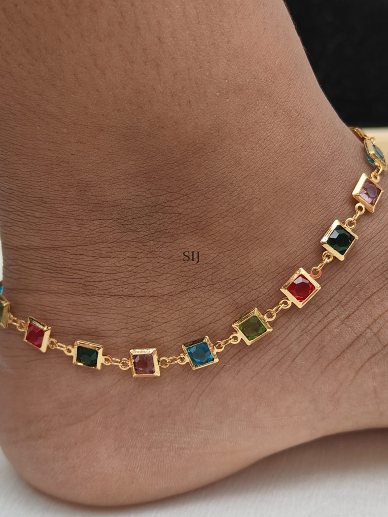 Latest Multicolor Stones Anklets