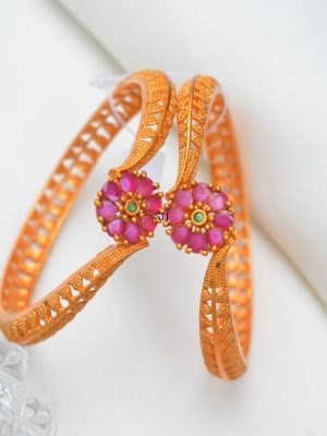 Matte Finish Flower Design Bangles