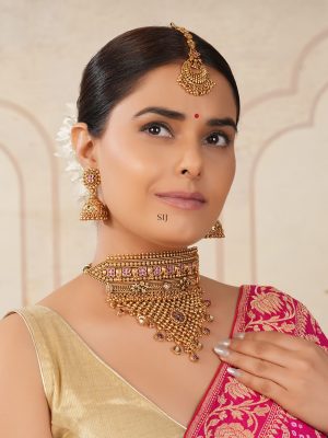 Multicolor Stone Bridal Choker Set