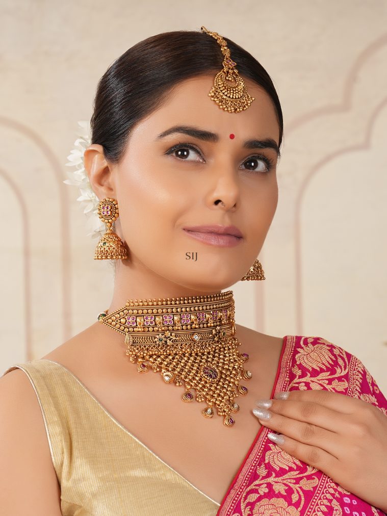 Multicolor Stone Bridal Choker Set