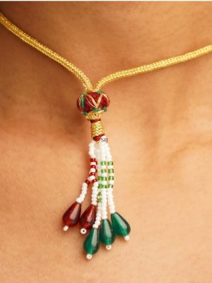 Multilayered Green Beaded Long Necklace Set