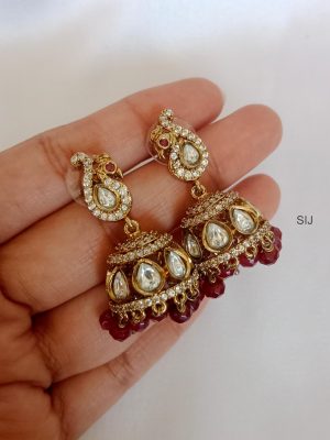 Traditional Peacock Pearl Drop Massonite Stone Jhumkas