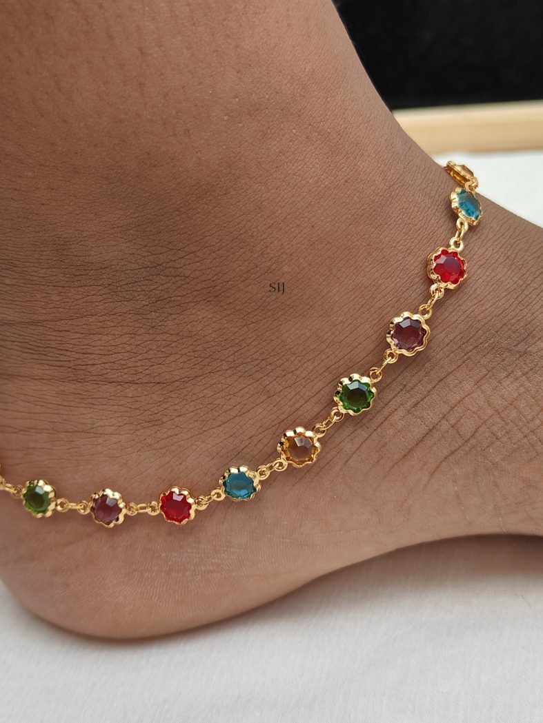 Trendy Multicolor AD Stones Anklets