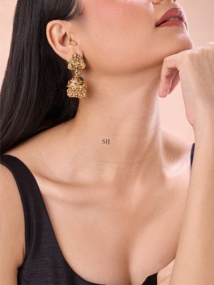 Temple Lakshmi Earrings with Kemp Stones