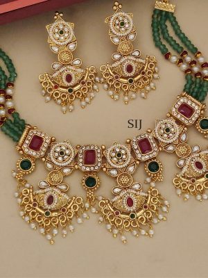 Gold Finish Beaded Necklace