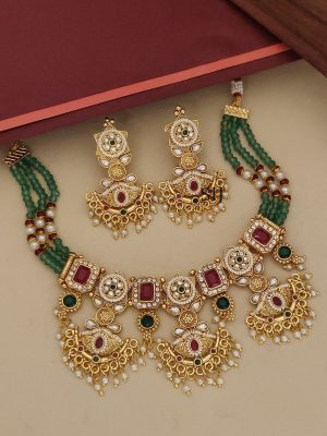 Gold Finish Beaded Necklace