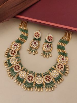 Gold Finish Beaded Necklace