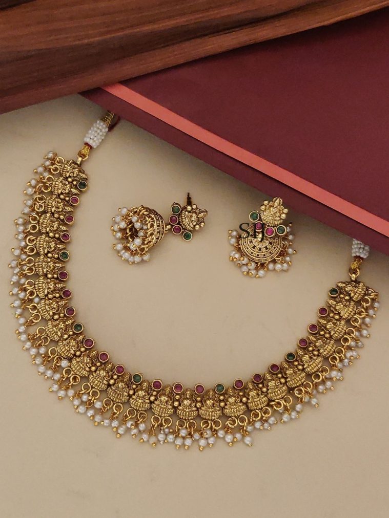 Classic Gold Plated Temple Necklace Set