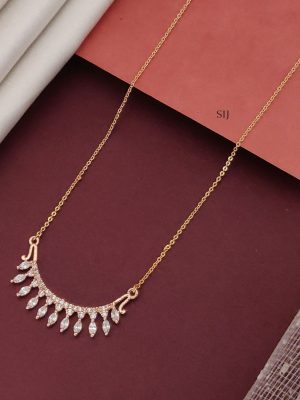 AD Stone Arc Shape with Droplets Pendant Chain