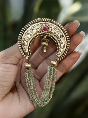 Half Moon Green Beaded Jada Billa