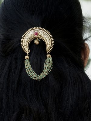 Half Moon Green Beaded Jada Billa