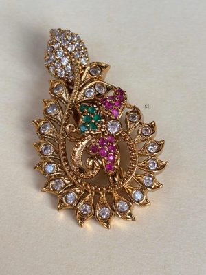 Multi Stones Flower Design Saree Pin