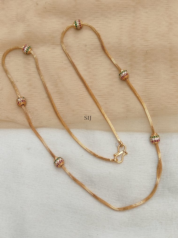 Gold Finish Multi Color Stones Balls Chain