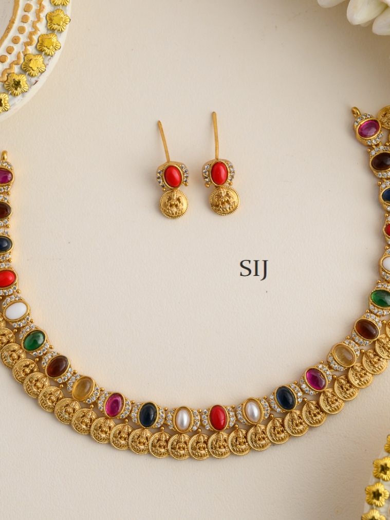 Navaratna With Lakshmi Coin Necklace