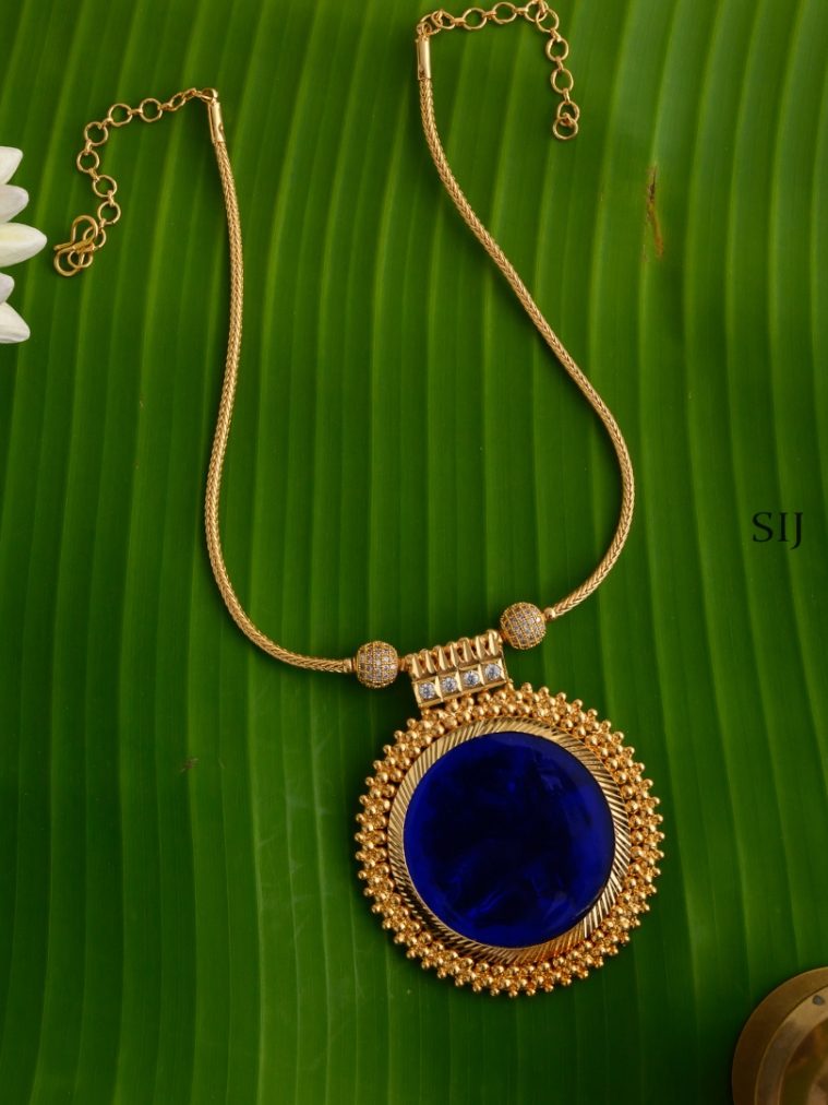 Blue Round Palakka Pendant Chain