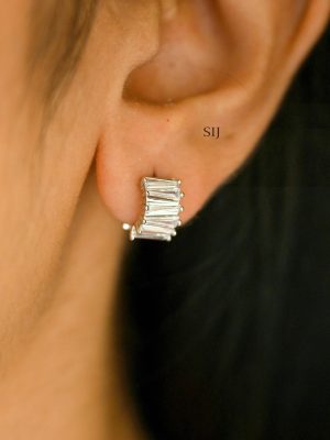 AD Stones Studded Silver Earrings