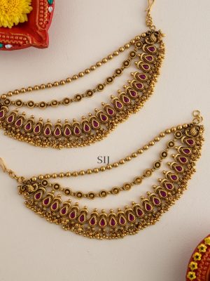 Gold Finish Bridal Ruby Stones Mattals