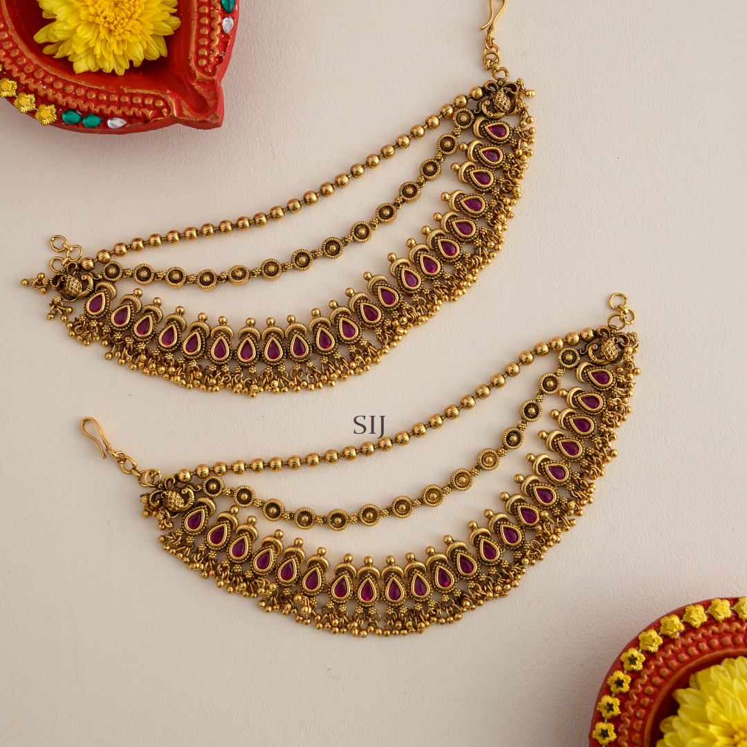 Gold Finish Bridal Ruby Stones Mattals